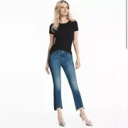 NWT White House Black Market Step Tux Straight Crop Jeans Size 00 Medium Wash