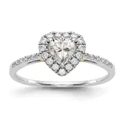 1.50ct. CZ Solid Real 14ktt Heart Halo Engagement Ring