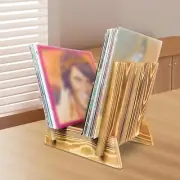 Wooden Desktop Bookshelf Records Organizer Display Rack for Home Bedroom Book