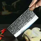 Cleaver Knife Handmade Forged Steel Wood Handle Hammered Butcher Slice Chopping