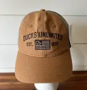 Ducks Unlimited Brown Mesh Hat Cap Adjustable Snapback OSFM NEW With Tag