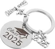 [COLLBATH] Graduation Keychain Locket Inspirational Graduate Motivational Keychain Graduation Present for Her College Graduate Pendant Graduation Charm Stainless Steel