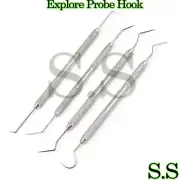 Dentist Teeth Clean Care Explore Probe Hook Pick Stainless Steel Dental Tool Set