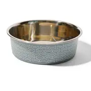 All Day Bone Print Stainless Steel Pet Bowl Light Blue