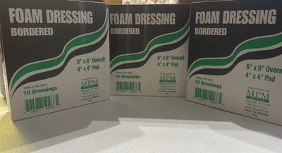 MPM Foam Dressing, Sterile, 4 x 4 Square with Border (Total 3 Boxes 10EA/BX)