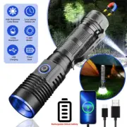 1200000LM LED Flashlight Tactical Light Super Bright Torch USB Rechargeable Lamp