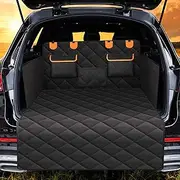 4-in-1 SUV Liner for Dogs, Universal Non-Slip Water Resistant Washable Car Boot Protector Mat with Side Flaps Protector & Back Seat Organizer, Dog Car Seat Cover for Truck Vans