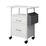 2 Drawer File Cabinet Office Home Filing Storage Furniture White Modern Wood Rolling Vertical Document Organiser Open Shelf for Letter Legal A4 Size