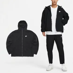 Nike 外套 NSW Windrunner 男款 黑 白 搖粒絨 防潑水 雙向拉鍊 寬鬆 風衣 FB8619-010