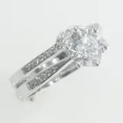 1 2/3 CT G/VS2 Shiny Diamond Engagement Ring Set Round Cut 14K White Gold