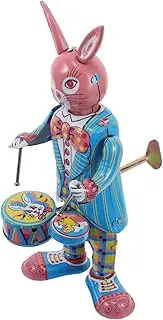 KICHOUSE Iron Craft Vintage Drummer Rabbit Toy Unique Educational Toy for Children's Music Interest