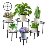 6 Pack Metal Plant Stands, Heavy Duty Plant Stand for Indoor Outdoor, Black