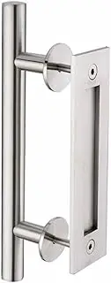 12" Barn Door Handle Sliding Flush Pull Wood Door Gate Hardware Stainless Steel (Black)