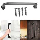 Home Sliding Barn Door Pull Flush Handle Gate Hardware Set Iron Black Replace