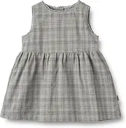 [Wheat] Girls' Kirsten GOTS Certified Organic Cotton Children's Dress, 1125 Cloudy Blue Check, 86