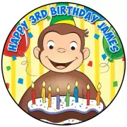 Curious George Edible Cake Topper Rice Wafer Paper PERSONALISED KIDS BIRTHDAY