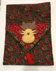 Christmas Table Runner Red Green Reindeer Reversible 14x70“ Handmade Christmas