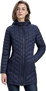 [33,000ft] Women's Winter Jacket Lightweight Long Quilted Jacket Water Resistant Transitional Down Jacket with Hood Perfect For Cold & Wet Weather