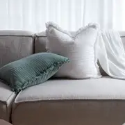 Molly Fringed Cotton Throw Cushion - Ivory