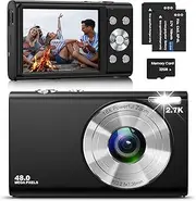 Stuogyum Digital Camera, Autofocus Compact Camera Hd 2.7K 48Mp With 2.8 " Large Screen, 16X Digital Zoom, Portable Mini Camera For Photography, Youtube Vlogging Camera For Kids,Adult,Beginners