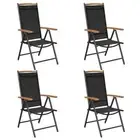 vidaXL Folding Garden Chairs 4 pcs Aluminium and Textilene Black 2BB