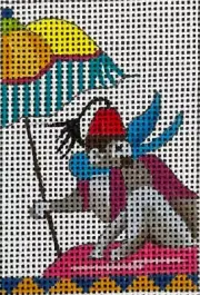 Needlepoint Handpainted Colors of Praise Luggage Insert Monkey 3x2