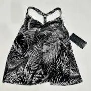 Aqua Green Women's Plus Size Racerback Tankini - Black-White 16W