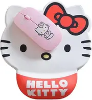 NTSEOT Cute Hello Kitty Mouse Pad Wrist Support, Kawaii Mousepad Ergonomic Mouse Pad with Wrist Rest for Office Desk Computer Laptop, Pink Lycra Cloth
