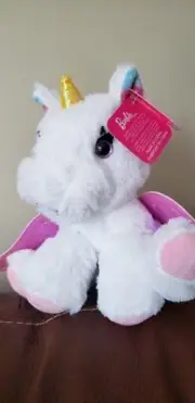 New White Unicorn Plush Barbie Loves Pets Pegasus Pink Wings Beanbag 7"