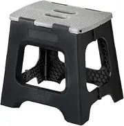 Vigar Compact Folding Step Stool, 32cm, 150kg Capacity, Non-Slip Rubber Feet, Black-Grey, Indoor/Outdoor Use
