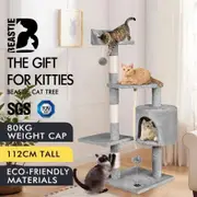 BEASTIE Cat Tree Scratching Post Scratcher Tower Condo House Furniture 112CM Grey