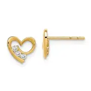 Madi K Kid's Earrings 14k Yellow Gold Cubic Zirconia Heart Post, 0.49 gm