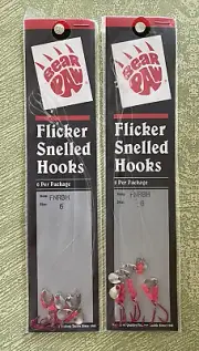 2 Bear Paw FNRBH-6 Red Flicker Snelled 6pk Hooks