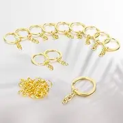 YHYZ Keychain Ring Set (Gold), 1 Inch Splits Key Ring Hoops (25mm) with Chain, Metal Gold Keyring Chains, for DIY Craft Tassels Resin Art Jewellery Making Attachment (Gold -10 Sets)
