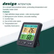 Large Digital Hygrometer Thermometer Alarm Clock Humidity Temperature Gauge