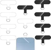 JeLLYPIE 10pcs Phone Tether Tab Pads for Cell Phone, Phone Lanyard Patch for iPhone Samsung Google, Lightweight Phone Strap Patch Pack, Clear/Black
