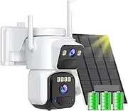 8MP 4K Solar Cameras WiFi Outdoor Dual Lens Dual Screen Surveillance Camera PIR Human Detection Auto Tracking CCTV Security CAM(8MP Add 32G Card)