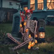 Yescom Pirate Life Size Skeleton Poseable 5.4Ft with Halloween Pumpkin Lights