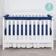 3Pc Quilted Crib Rail Cover Protector Safe Teething Guard Wrap for Standard Crib
