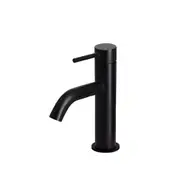 MEIR Piccola Round Basin Mixer Curved Spout - Single Lever - Matte Black
