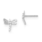 Madi K Kid's Earrings 14k White Gold Polished CZ Dragonfly Post