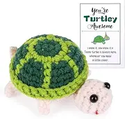 Maziky Funny Positive Turtle Mini Crochet Sea Turtle with Positive Affirmations Cards for Inspirational Novelty Gifts (Positive Turtle, 1P)