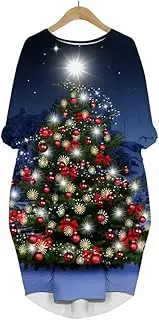 [ESOMAVRIX] Merry Christmas Dress 3D Printed Christmas Tree Snowman Lady Long-Sleeved Street Dress /1503