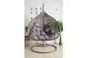 Double Seat Hanging Egg Chair Luxury - Grey Basket & Grey Cushion