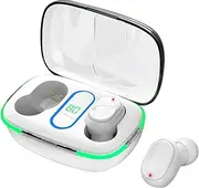 YUN CHUANG Y90 Noise Cancelling Wireless Earbuds,IP4 Waterproof Earphones Bluetooth 5.3 Earbuds Stereo Bass,Built in Noise Cancellation Mic/Wireless Charging Case,Compatible iPhone and Android (White)