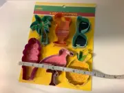 Lot of 6 Beach Theme Cookie Cutters - Palm tree, Mimosa, ice cream sun glasses