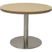 Rapidline Round Coffee Table D600 x H425mm Natural Oak Top Stainless Steel Disc Base