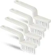 4pcs Grout Cleaner Brushes, V Shape Stiff Bristle Crevice Cleaning Brush Shower Scrub Tool for Tile Floors, Tracks, Door Slot, Bathroom, Kitchen, Windows (White)