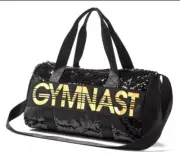 Justice Girl Hoops Flip Sequin Duffle Bag Tote Black & Gold NEW