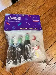 VINTAGE 1998 SET OF 10 COCA COLA STRING LIGHT SET POLAR BEARS SODA BOTTLES